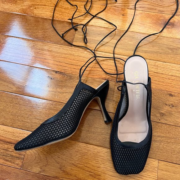 Gia Couture (recently rebranded as GIABORGHINI) strappy net/mesh heels - Picture 3 of 5